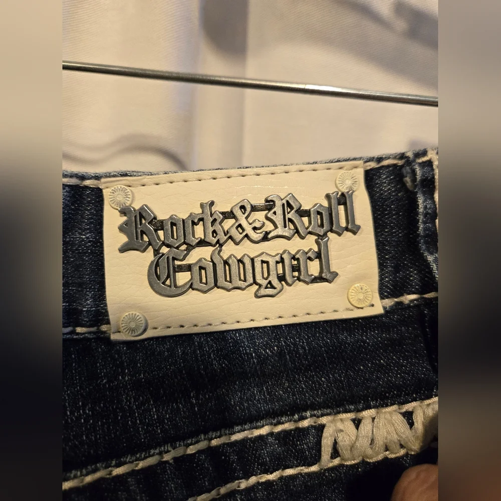 NWOT Women's Rock And Roll Cowgirl Low Rise Wide Leg Jeans Size 27x34 - Picture 12 of 14
